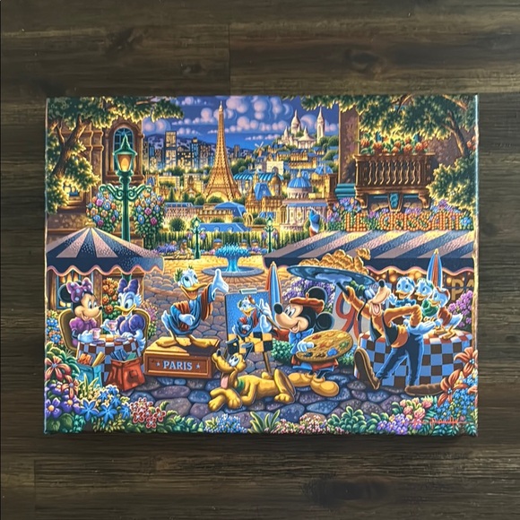 Thomas Kinkade Other - Thomas Kinkade Studios Disney Mickey & Friends Painting in Paris 11x14 Canvas